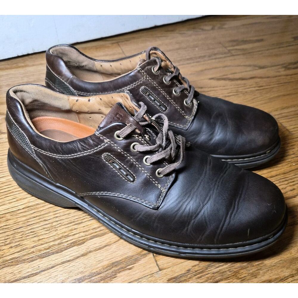Clarks Unstructured‎ Brown Leather Casual Shoes Comfort Mens 9.5M